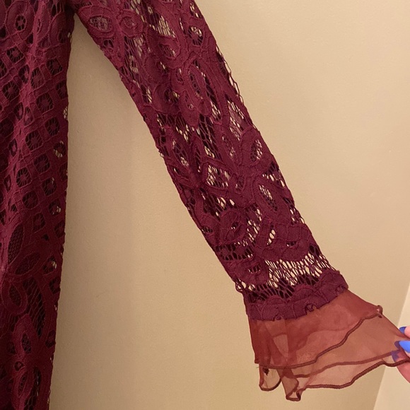 Lulu’s Maroon Lace Longsleeve Homecoming Dress - Picture 4 of 6